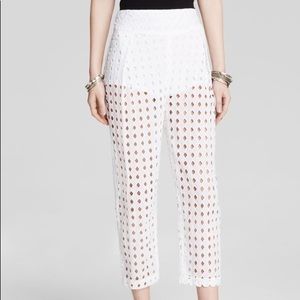 FREE PEOPLE white geo eyelet pants